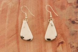 Genuine White Buffalo Turquoise  Sterling Silver Earrings